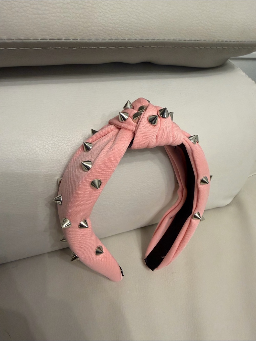 Pink Knotted Studded Headband - Fashion Hair Accessory